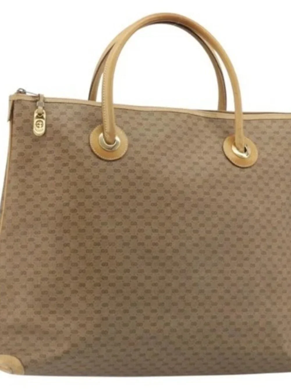 GUCCI Micro GG Supreme Tote Bag PVC Beige Gold 02 39 4868 Auth ep14936